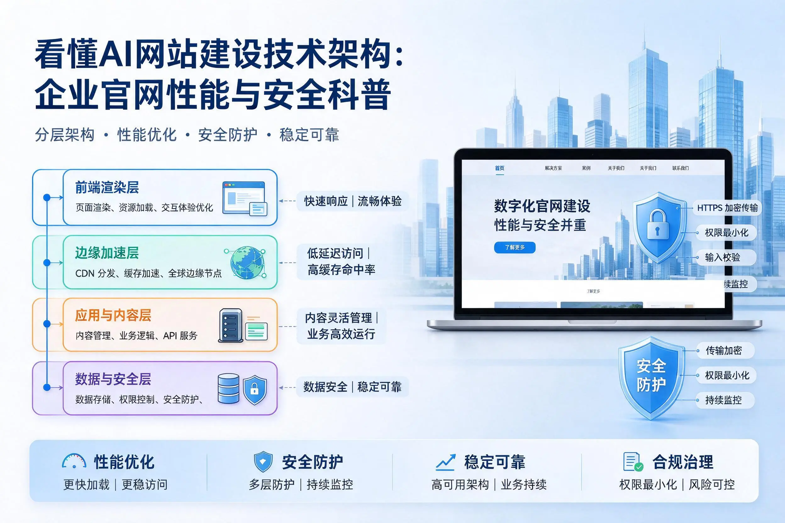 看懂AI网站建设技术架构:新余企业官网性能与安全科普