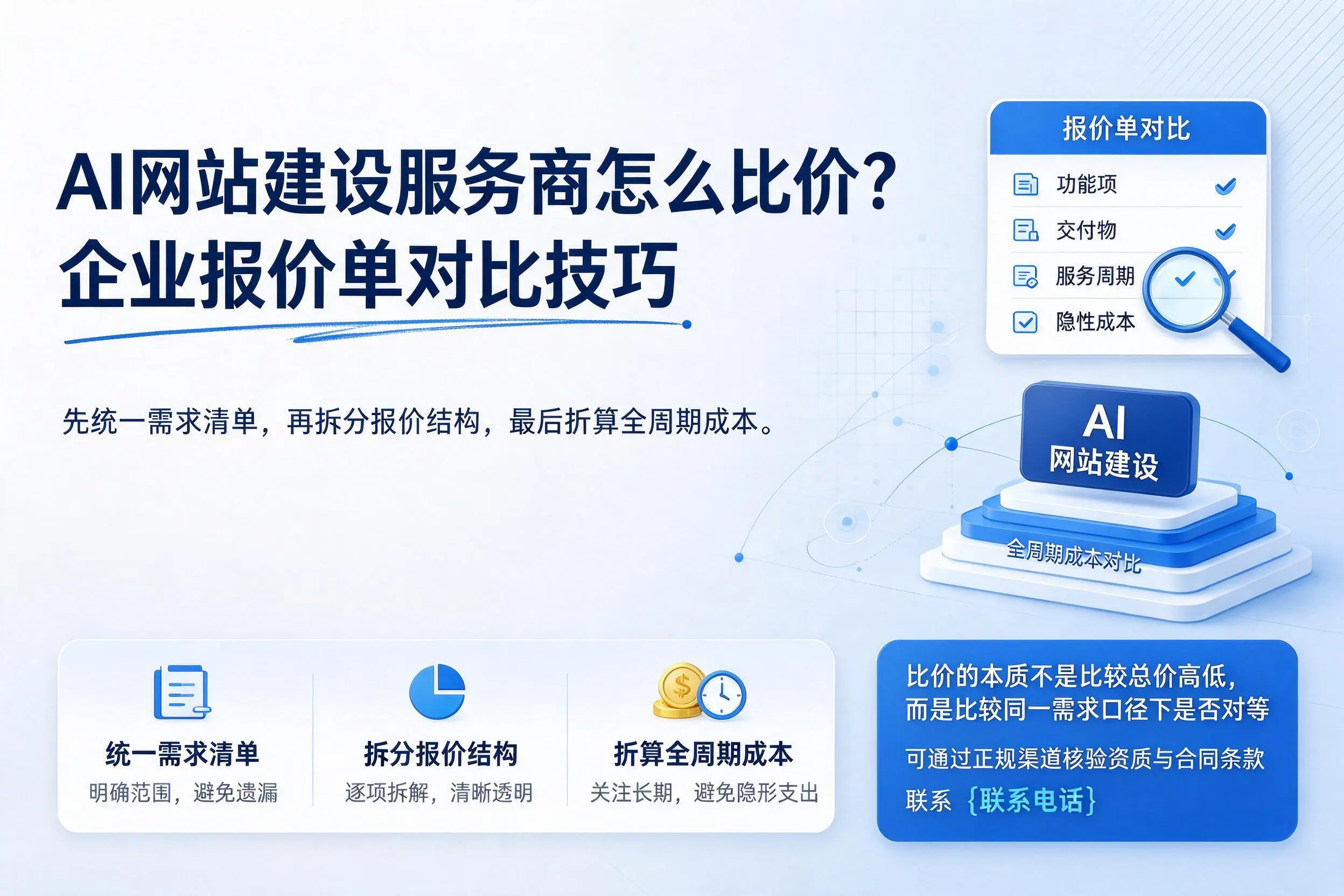 AI网站建设服务商怎么比价?新余企业报价单对比技巧