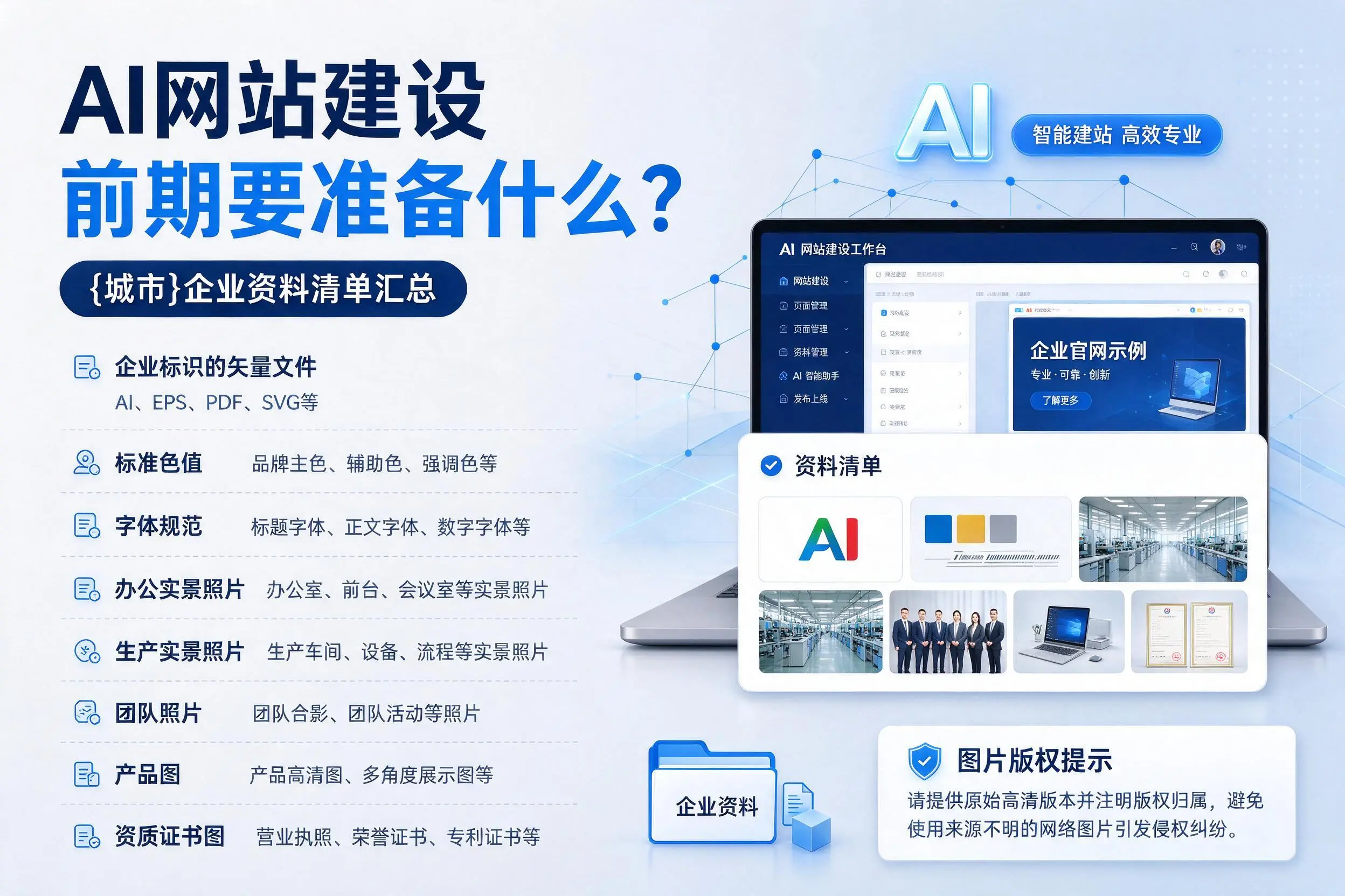 AI网站建设前期要准备什么?新余企业资料清单汇总
