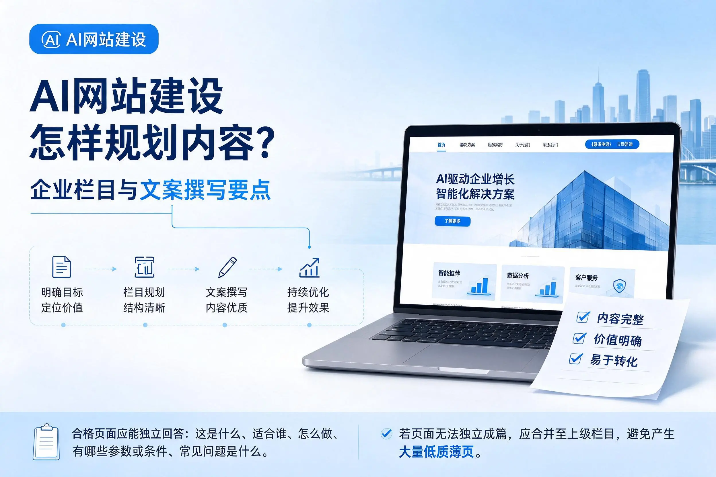 AI网站建设怎样规划内容?新余企业栏目与文案撰写要点