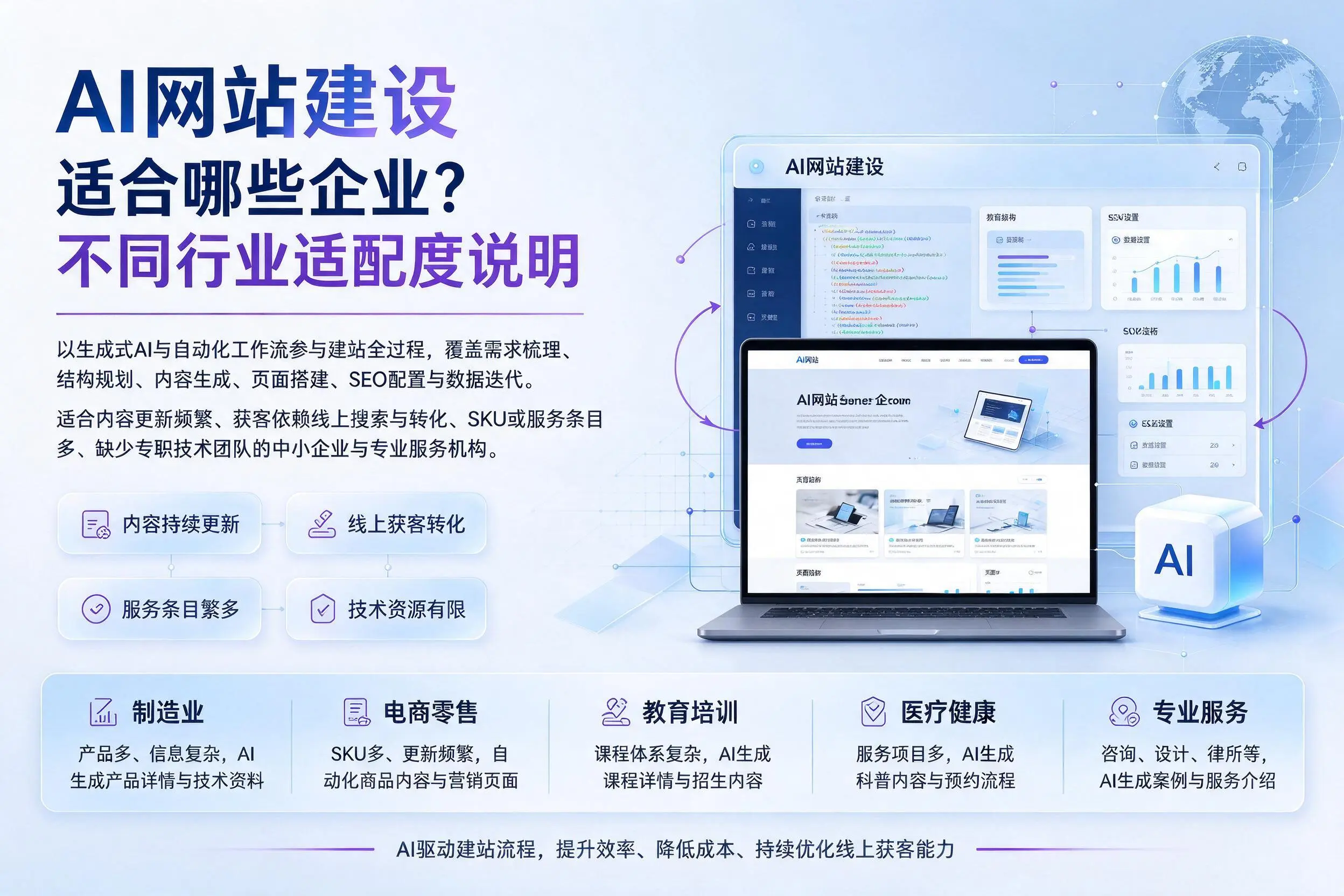 AI网站建设适合哪些企业？新余不同行业适配度说明